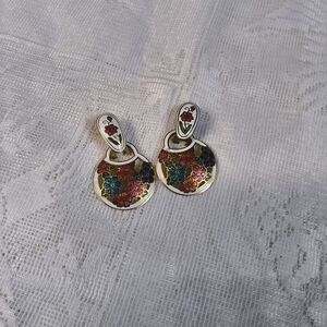 Floral Enamel Drop Earrings in Multicolor